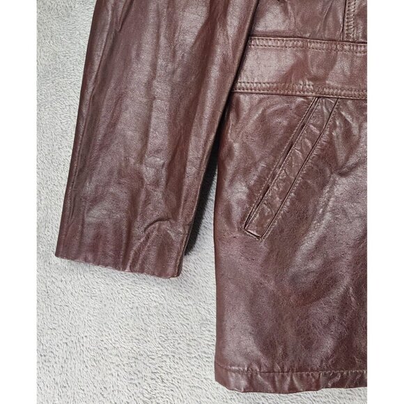 Gino Leathers Jacket Mens Size 42 Button Down Long Sleeve Vintage Coat - Picture 10 of 13